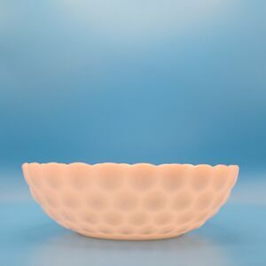 Vintage Anchor Hocking Milk Glass Scalloped Bubble Bowl 8.25” Diameter MCM